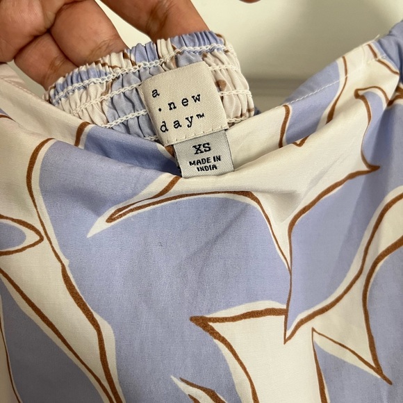 A New Day Blue and Cream Cottagecore Leaf Print Midi Dress Bohemian - Picture 5 of 10